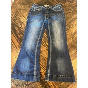Rock & Roll Mid Rise Trouser Jean Women 29x30 Western Cowgirl Country Y2K Stitch